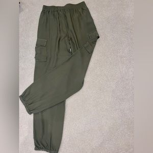 Design History Army-green Silk Drawstring Trousers